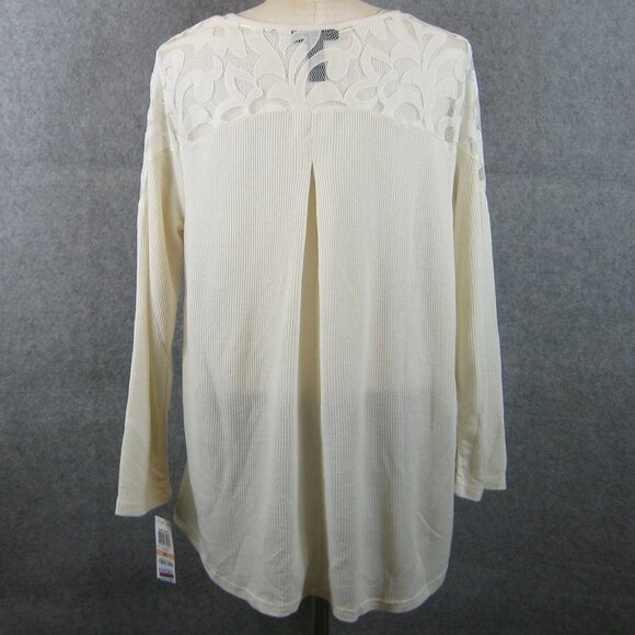 Style & Co Textured Knit Lace Up Top Ivory Size 2X NWT - Picture 5 of 7